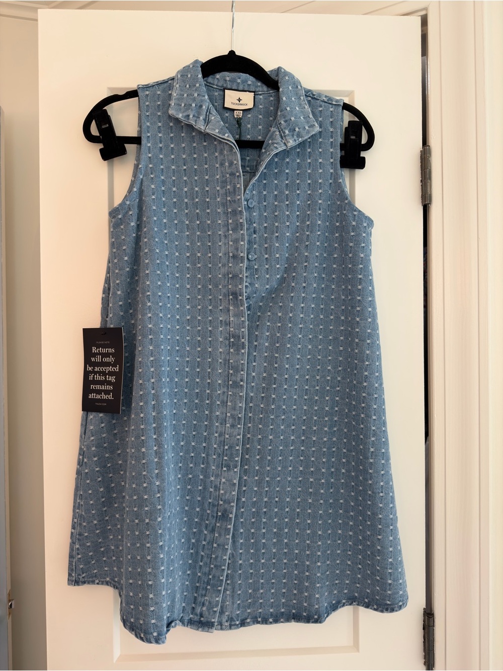 Tuckernuck Powder Blue Sleeveless Textured Shirt Dress